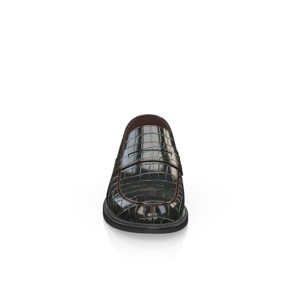 Bashwood Handmade Black Crocodile Pattern Leather Loafer Shoes main image 4